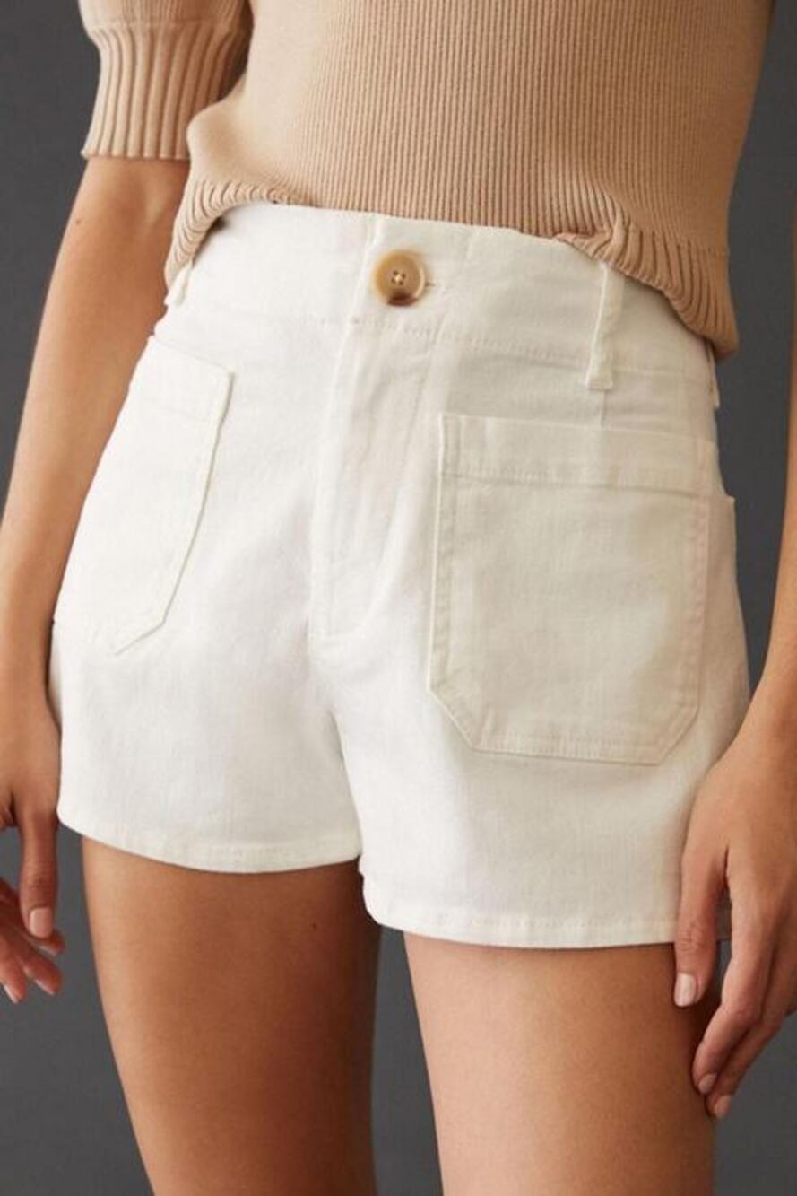 Anthropologie Maeve plus size The Colette Denim Shorts white pockets size 16 W